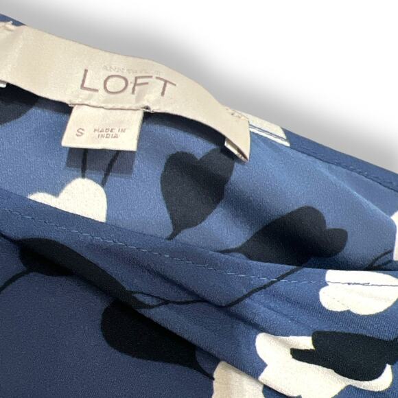 Loft Small Blue Floral Midi Slip Dress High Neck Drawstring y2K Beach Wedding - Picture 4 of 8